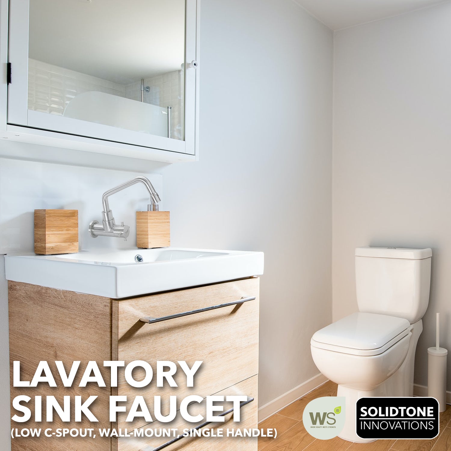 Lavatory Sink Faucet (LOW C-SPOUT, WALL MOUNT, SINGLE HANDLE)